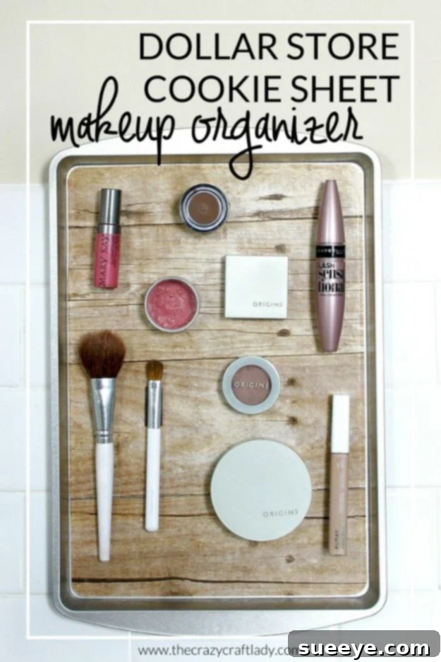 DIY magnetic organizer made from a Dollar Tree cookie sheet