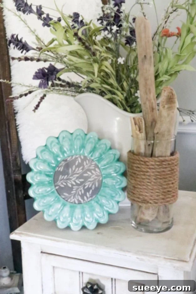 DIY rustic rope vase made using Dollar Tree supplies