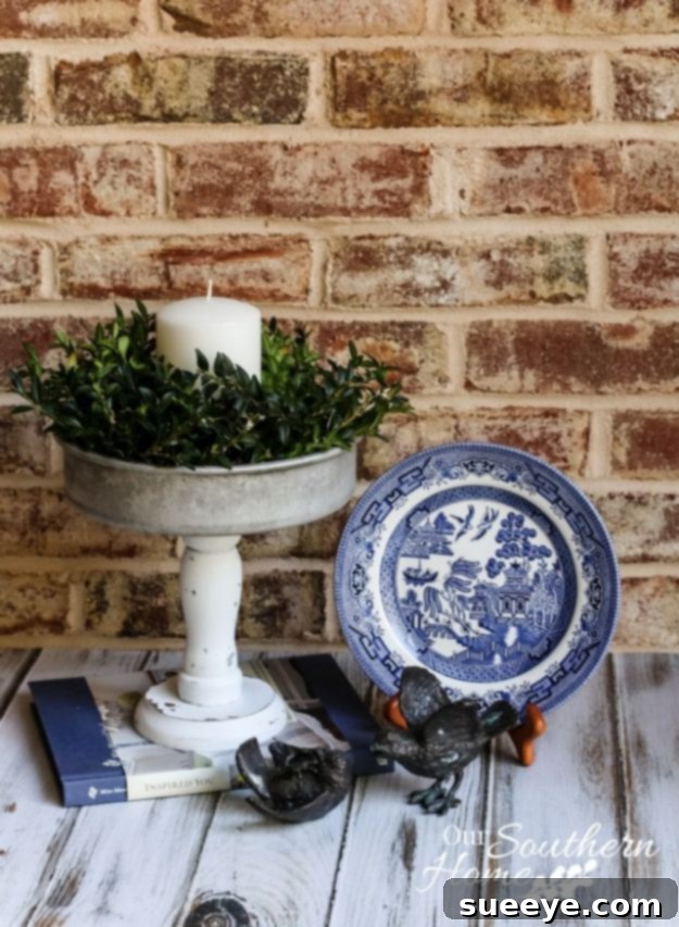 DIY farmhouse candle holder made with Dollar Tree items