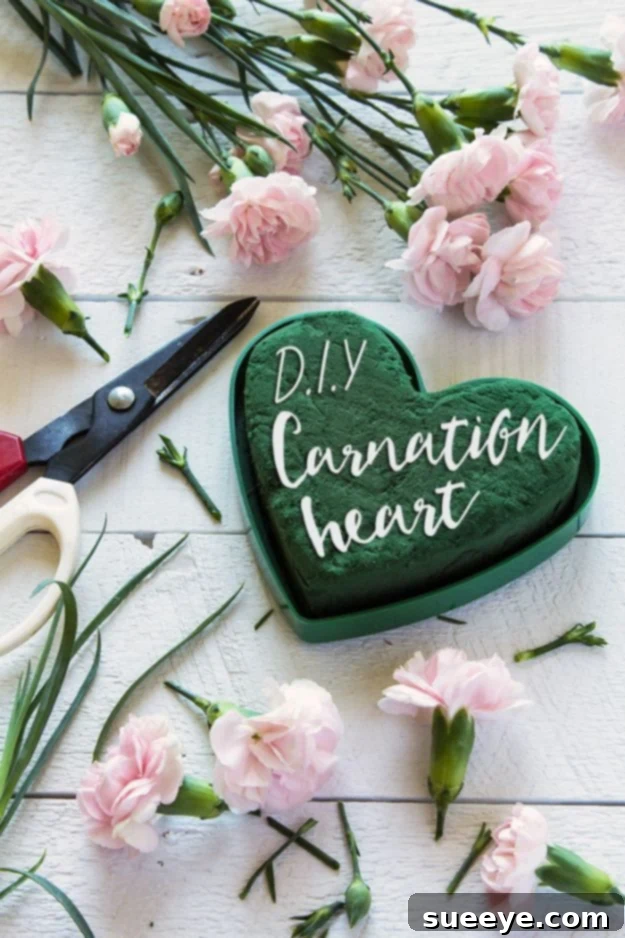 DIY Carnation Heart Floral Wedding Decor