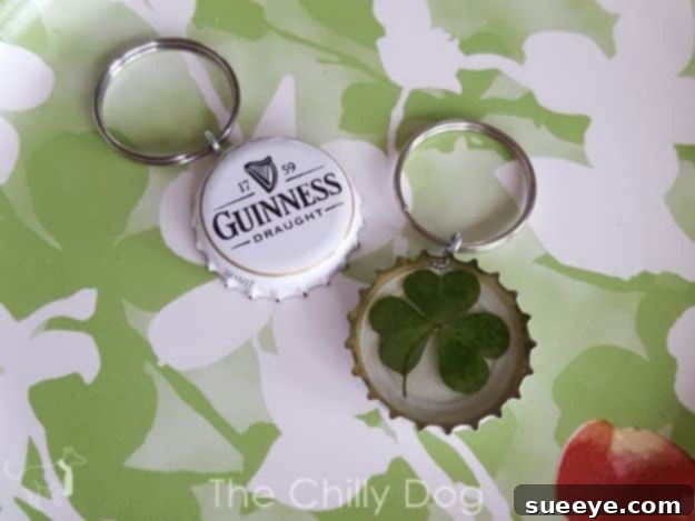 DIY Bottle Cap Pressed Shamrock Keychain DIY Bottle Cap Pressed Shamrock Keychain