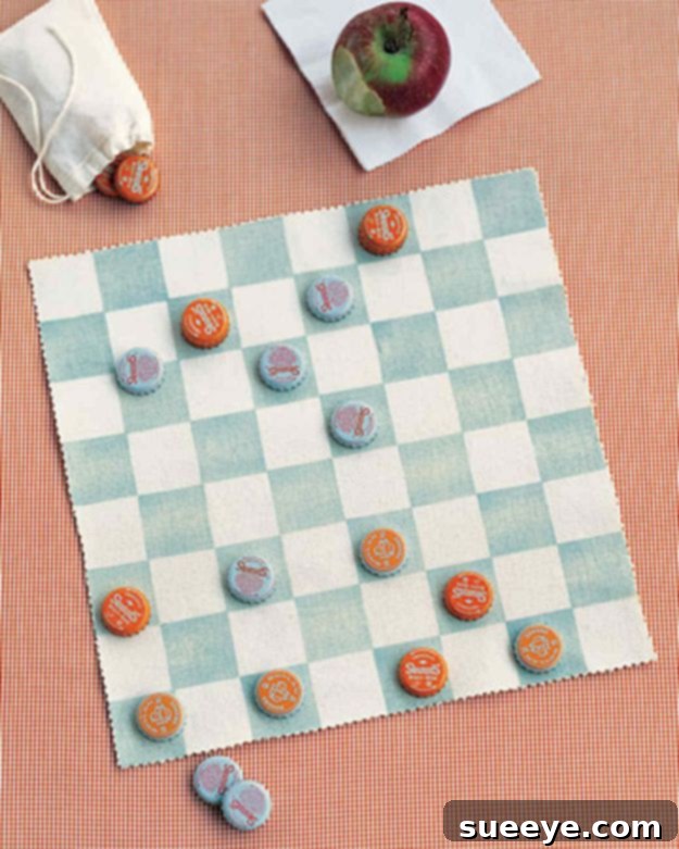 DIY Bottle Cap Canvas Checkerboard Game DIY Bottle Cap Canvas Checkerboard Game