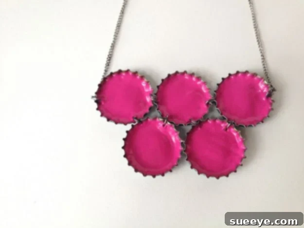Upcycled Neon Bottle Cap Statement Necklace Upcycled Neon Bottle Cap Statement Necklace