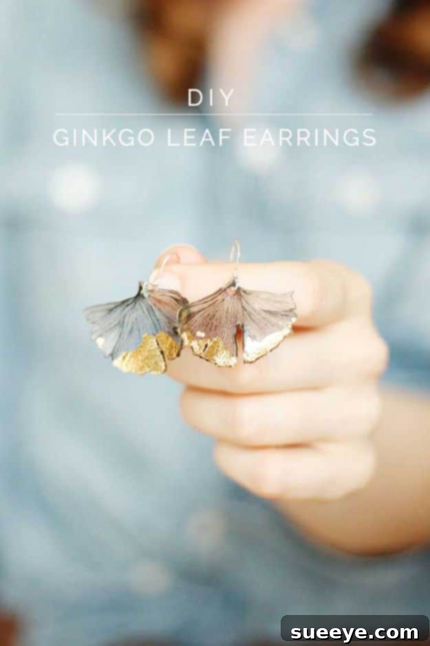 Ginkgo Leaf Earrings - Nature-Inspired Jewelry DIY ginkgo leaf earrings made with shrinky dinks and gold leaf