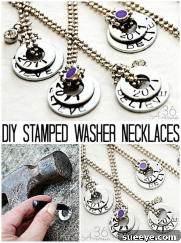 DIY Stamped Washer Necklaces - Custom Jewelry Gift DIY stamped washer necklaces with custom messages