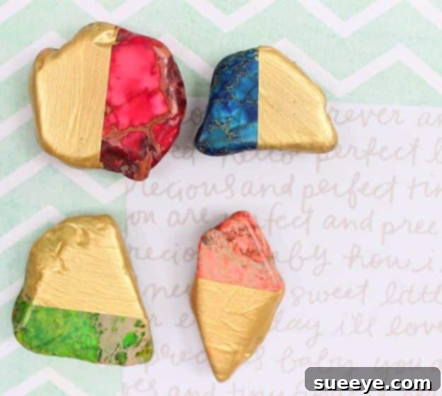 DIY Gold Dipped Magnets - Chic Office Gift DIY gold dipped magnets for a touch of elegance on any fridge or board