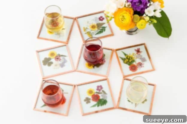 DIY Pressed Flower Coasters - Botanical Home Gift DIY pressed flower coasters, a beautiful and functional gift
