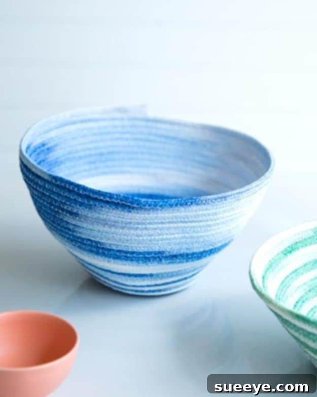 Dip Dyed Rope Bowls - Inexpensive DIY Gift Idea Dip-dyed rope bowls, a quick and inexpensive DIY gift