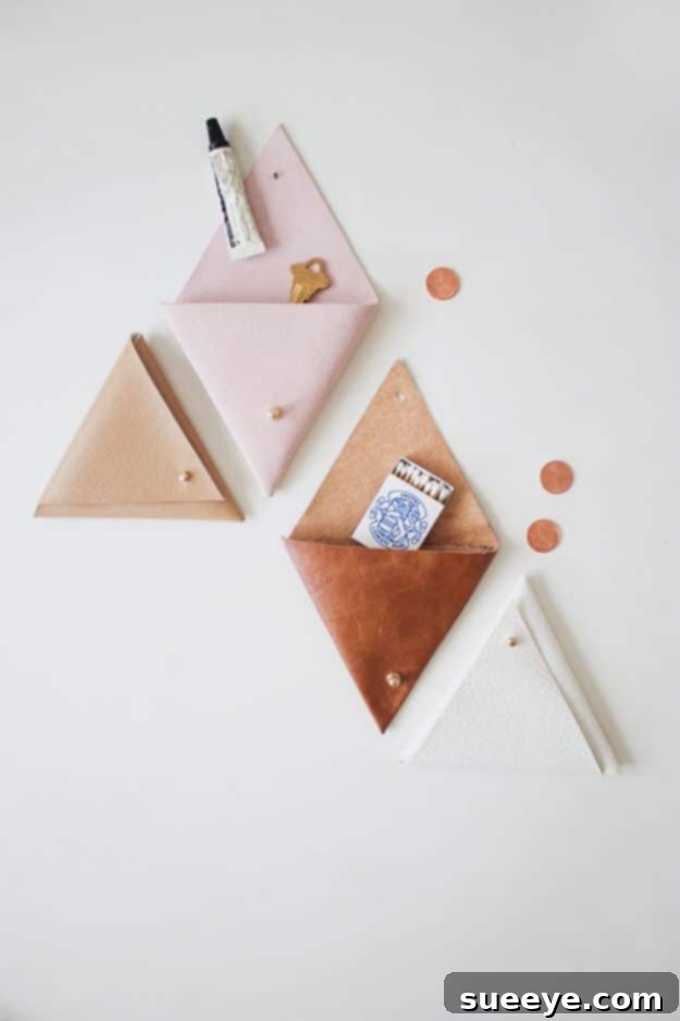 DIY Triangle Leather Pouch - Trendy Small Gift DIY triangle leather pouch, a stylish accessory for small items