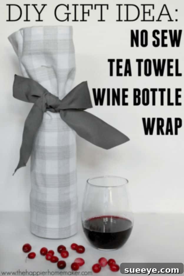 No Sew Wine Bottle Wrap - Stylish Hostess Gift No-sew wine bottle wrap, a simple and elegant gift idea