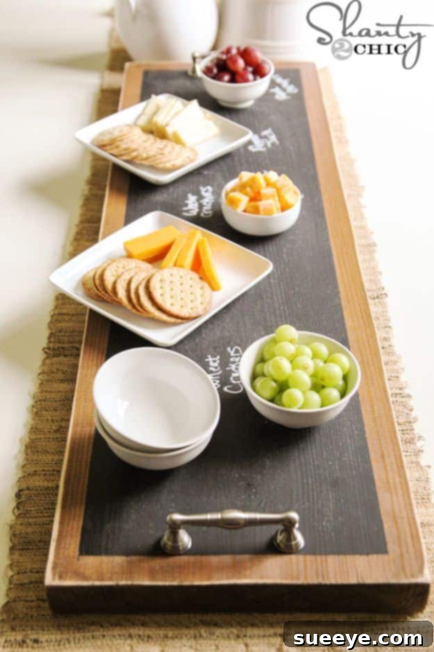Chalkboard Serving Tray - Entertaining Gift DIY chalkboard serving tray, perfect for labeling food or drinks