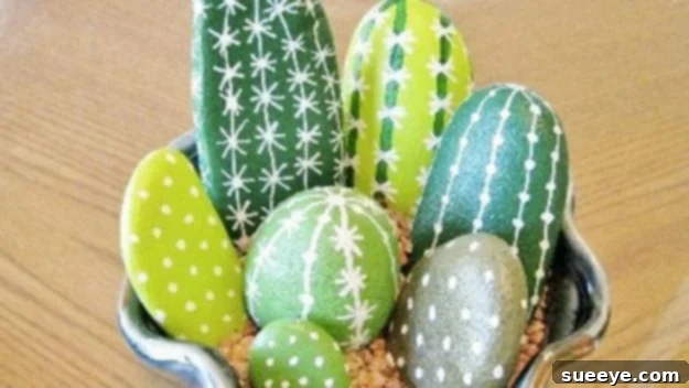 DIY Painted Cactus Rocks - No-Maintenance Plant Gift DIY painted cactus rocks, a fun and low-maintenance decorative item