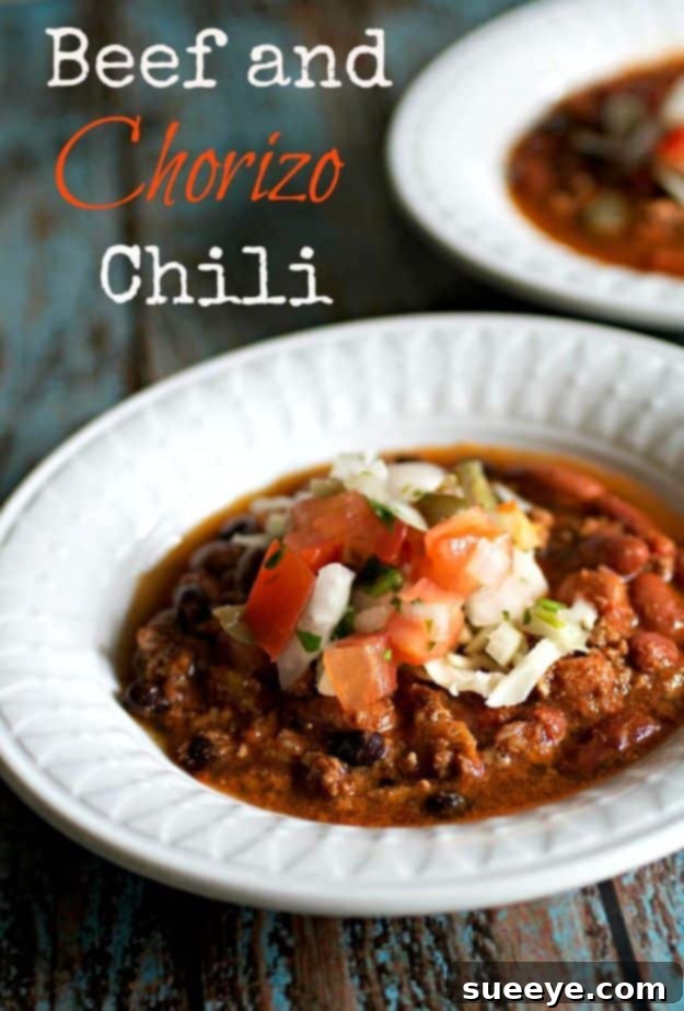Beef and Chorizo Chili - A rich and robust flavor combination Beef and Chorizo Chili - Hearty & Spicy Stovetop Chili