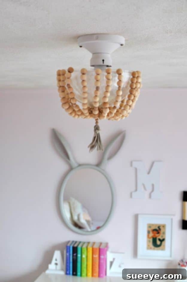 Handmade Wood Bead Chandelier for Kids Room