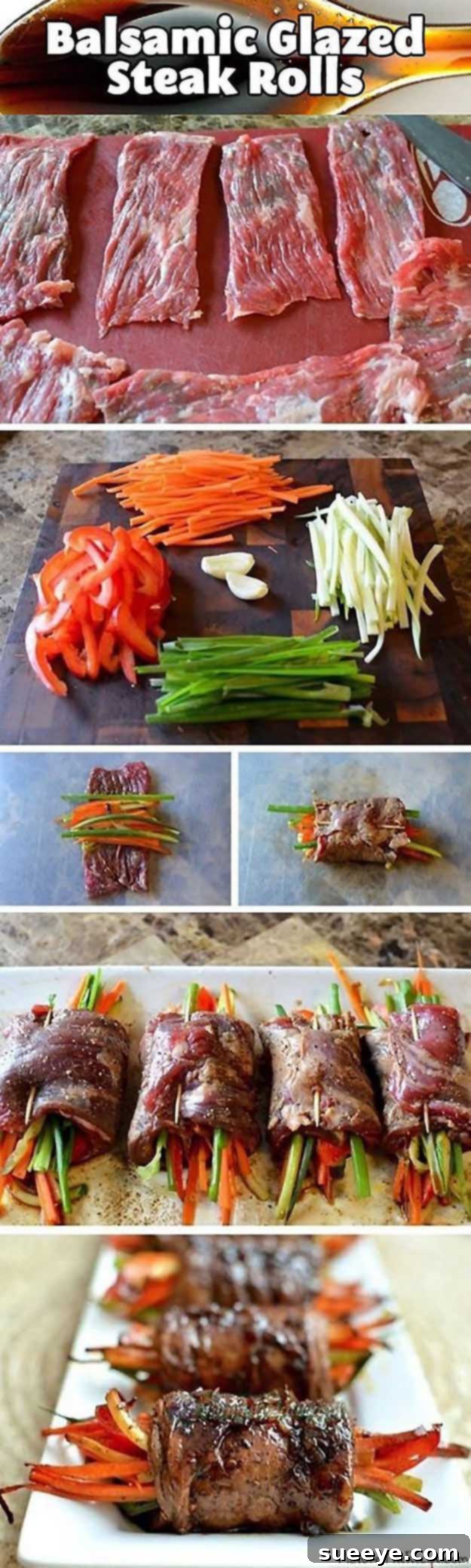 Elegant Balsamic Glazed Steak Rolls - Perfect 4th of July Appetizer Best 4th of July Recipes and Backyard BBQ ideas - Balsamic Glazed Steak Rolls, an easy and elegant finger food for your Independence Day party.