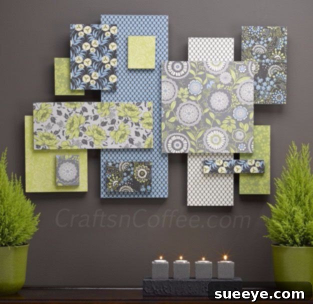 Unique Wall Art with Fabric and Foam, creating a layered, textured look