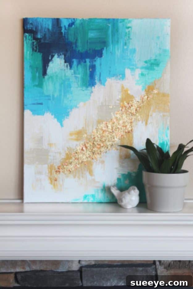 Easy DIY Abstract Art with a Golden Touch for modern home decor