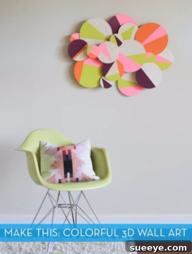 3D Geometric Wall Art: Colorful DIY Project Vibrant DIY Colorful 3D Geometric Wall Art for a dynamic space
