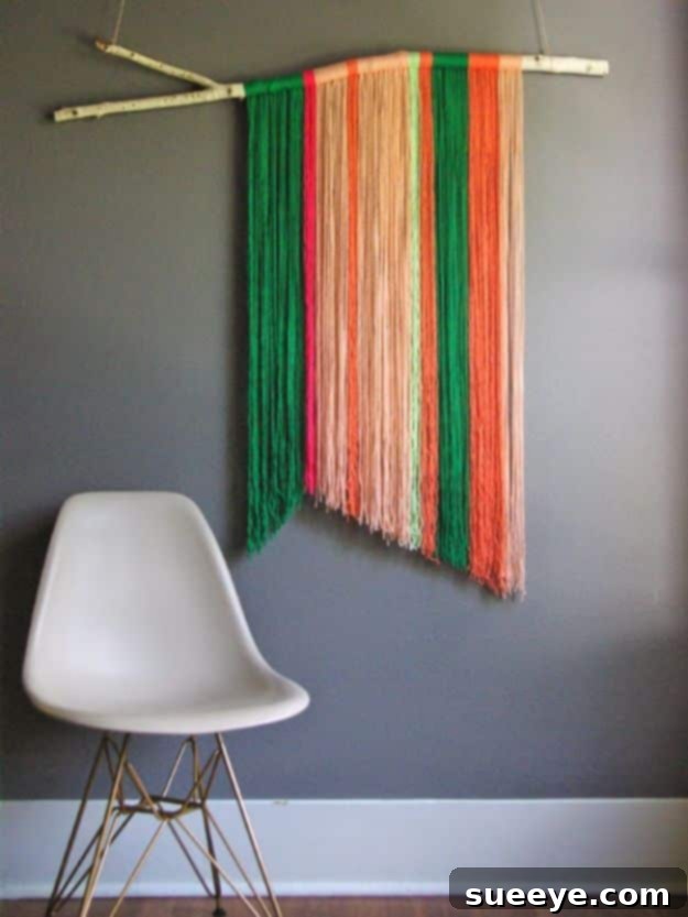 DIY Yarn Wall Art Hanging for bohemian or modern rustic decor