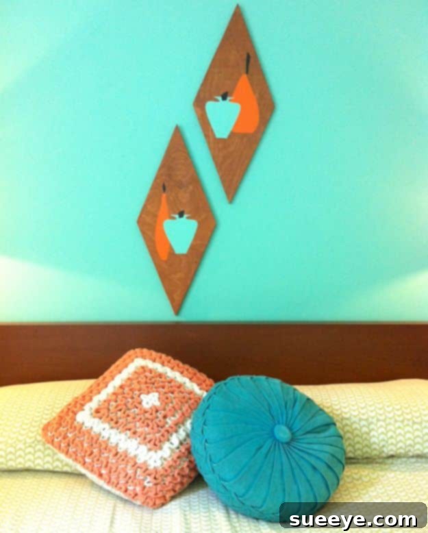 Mid-Century Modern Inspired DIY Wood Art Vibrant DIY Retro Wood Wall Art with a nostalgic flair