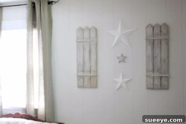Farmhouse Rustic Shutter & Stars Wall Decor Charming DIY Rustic Shutter and Stars Wall Art for country style