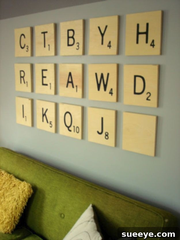 Custom Scrabble Tile Wall Art: Fun Family Decor Playful DIY Scrabble Wall Art for personalized family decor