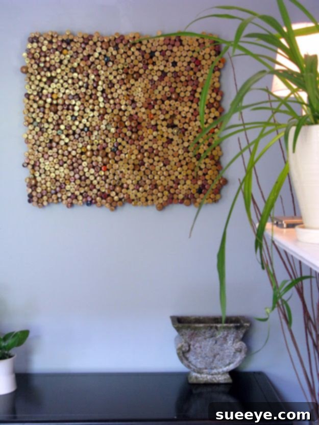 Creative Cork Wall Art from wine corks for unique decor