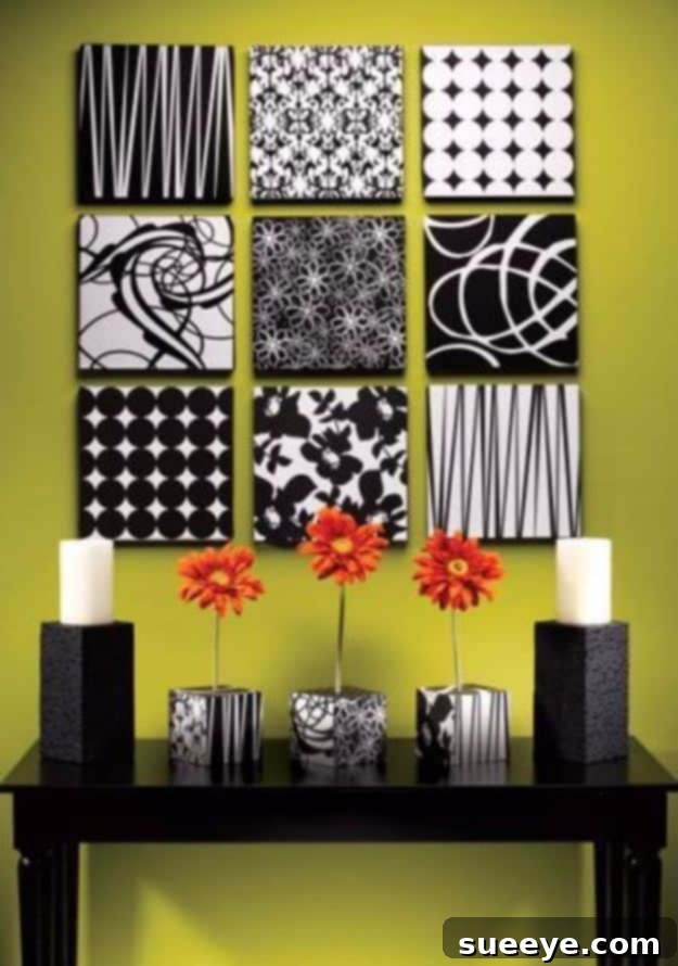 DIY Styrofoam Textured Art: High Contrast Decor Modern Black and White Styrofoam Wall Art for minimalist designs
