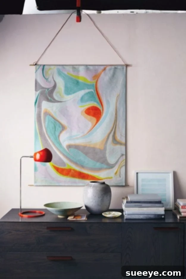DIY Marble Paper Wall Art: Sophisticated Hanging Decor Elegant Marble Hanging Wall Art with swirling, organic patterns