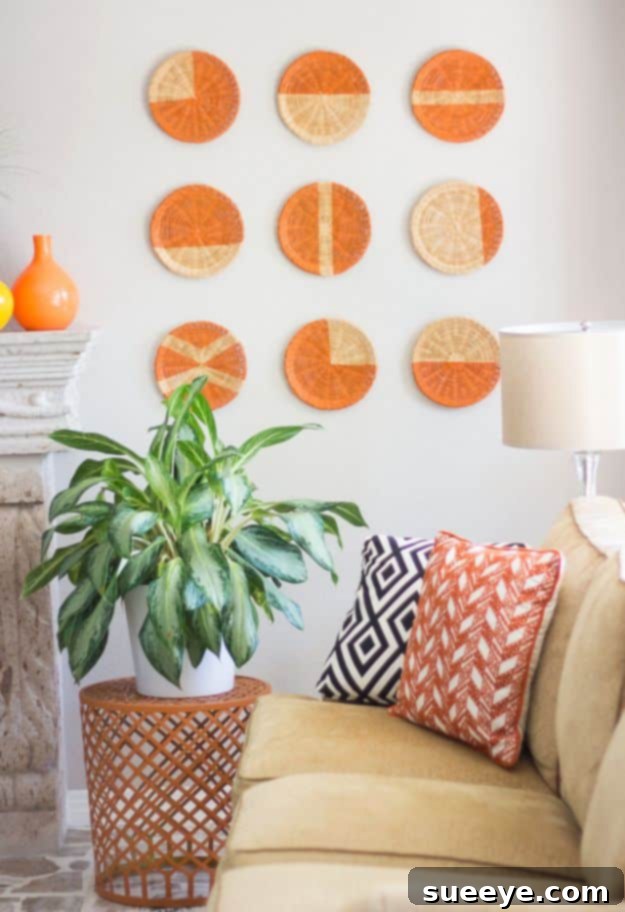 Woven Basket Wall Decor: Boho Chic DIY Idea Bohemian DIY Basket Wall Art for global and natural aesthetics