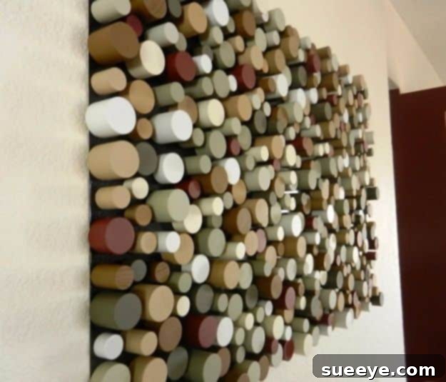 DIY Sliced Wood Dowel Art: Unique Textured Decor Textural Sliced Dowel Wall Art for organic modern design