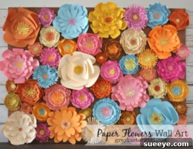 Handmade Paper Flower Decor: Elegant DIY Wall Art Delicate DIY Paper Flowers Wall Art for a whimsical, feminine touch