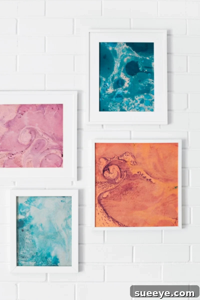 DIY Marbleized Paper Art: Elegant & Abstract Decor Ethereal Marbleized Paper Wall Art with unique swirling patterns
