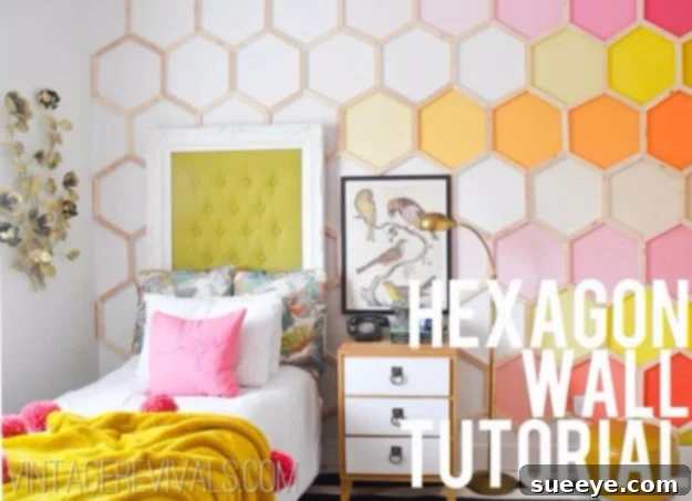 DIY Honeycomb Hexagon Wall Art, a modern and impressive geometric design
