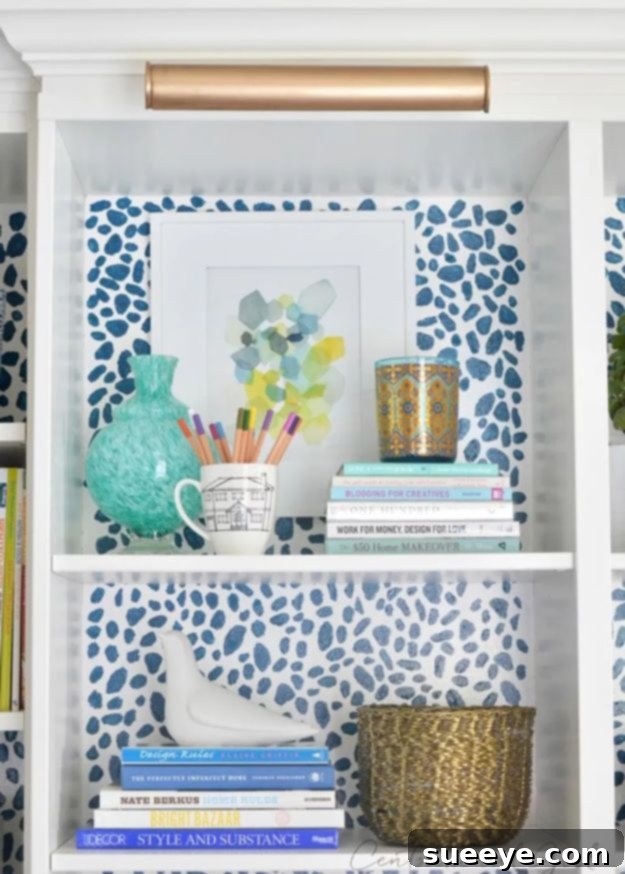 Easy DIY Bookshelf Backing: Paint a Pattern for a Pop of Color