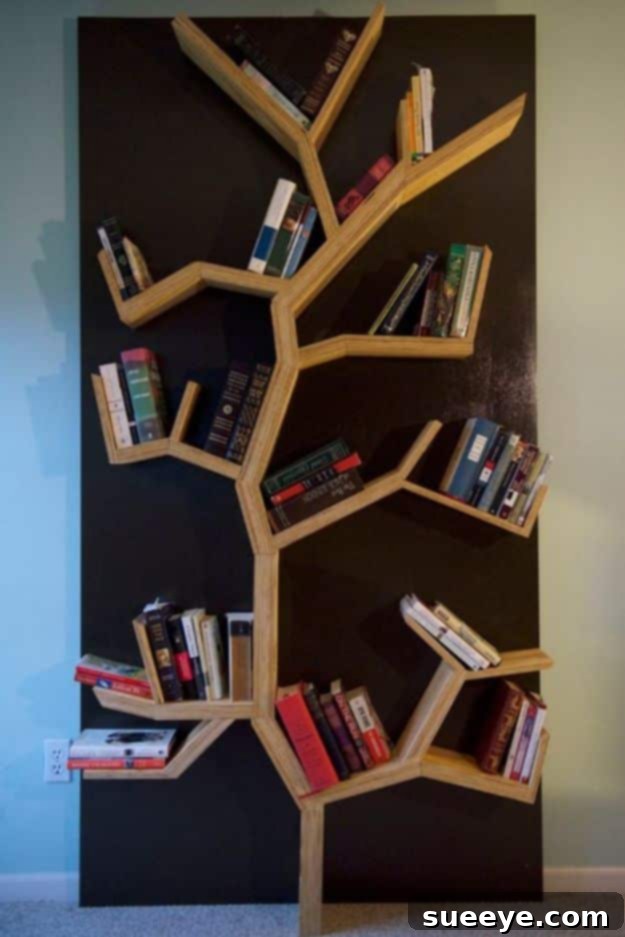 DIY Tree Bookshelf for a Unique and Artistic Book Display