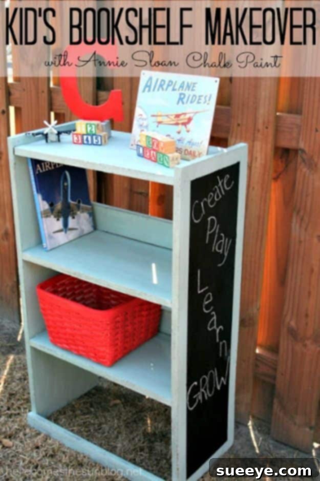 Kids' Bookshelf Makeover using Chalk Paint for a Fun and Colorful Look