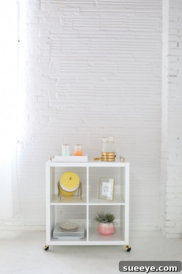 DIY Bookshelf Transformed into a Stylish Bar Cart
