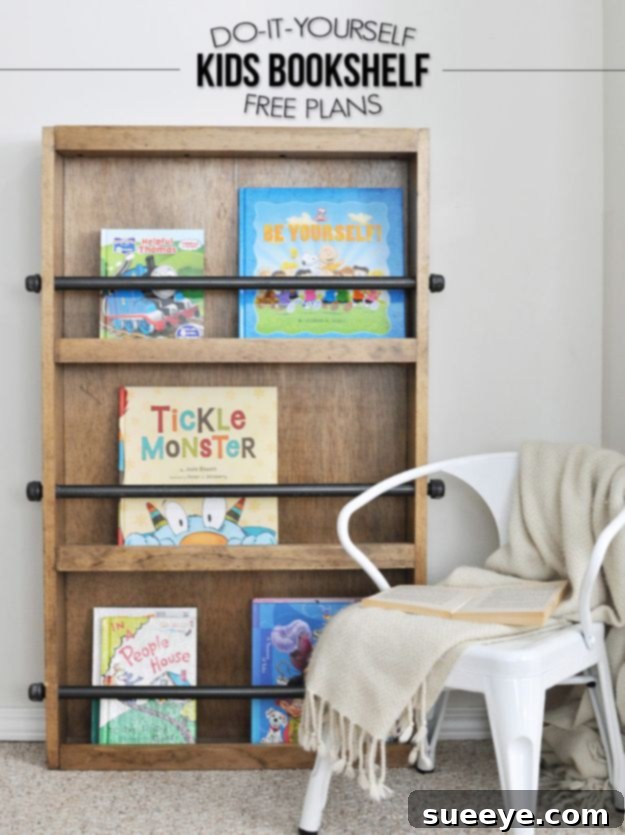 Industrial Style Kids Bookshelf for a Robust and Modern Playroom