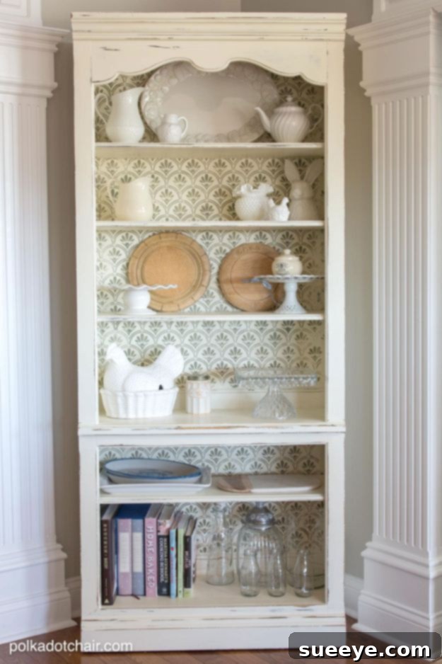 DIY Stenciled Bookcase for Rustic or Farmhouse Home Decor