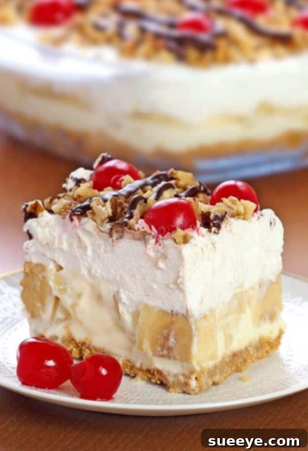 No Bake Desserts | No Bake Banana Split Dessert - Quick Dessert Ideas and Easy Sweets You Can Make Without Baking - Healthy Cookies and Pie Fun and fruity No-Bake Banana Split Dessert, capturing the classic ice cream parlor flavors.