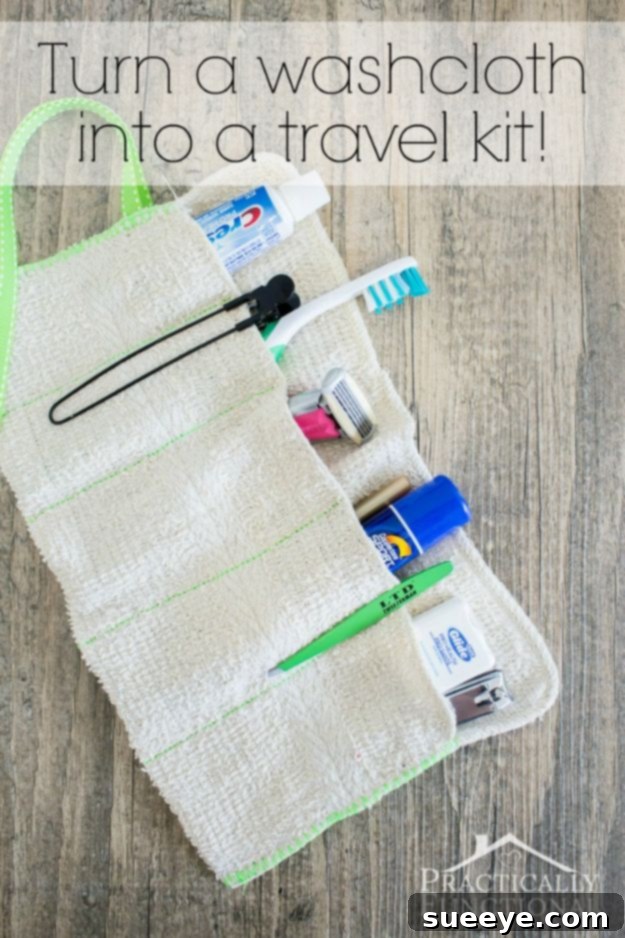 DIY Washcloth Travel Kit No Sewing DIY Travel Gift Idea - Quick No Sew Projects -No Sew Gifts to Make - Easy DIY Christmas Presents - No Sew Cape TutorialDIY Washcloth Travel Kit