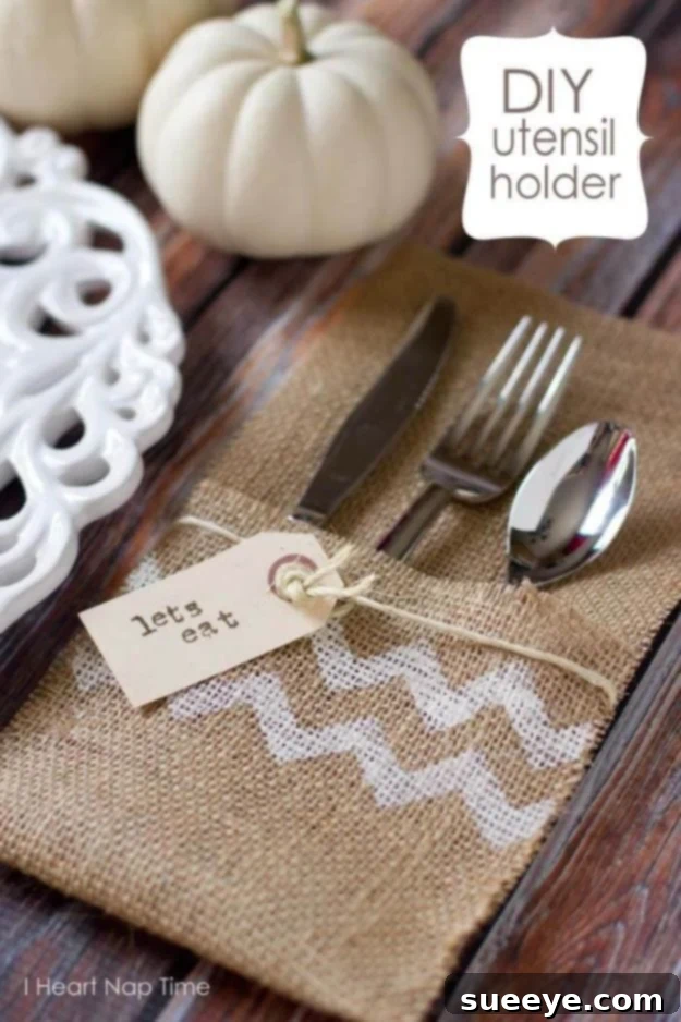 DIY No-Sew Utensil Holder No Sew Gift Ideas - Quick Last Minute Holiday Gifts for Her - Kitchen Table DIY Utensil Holder