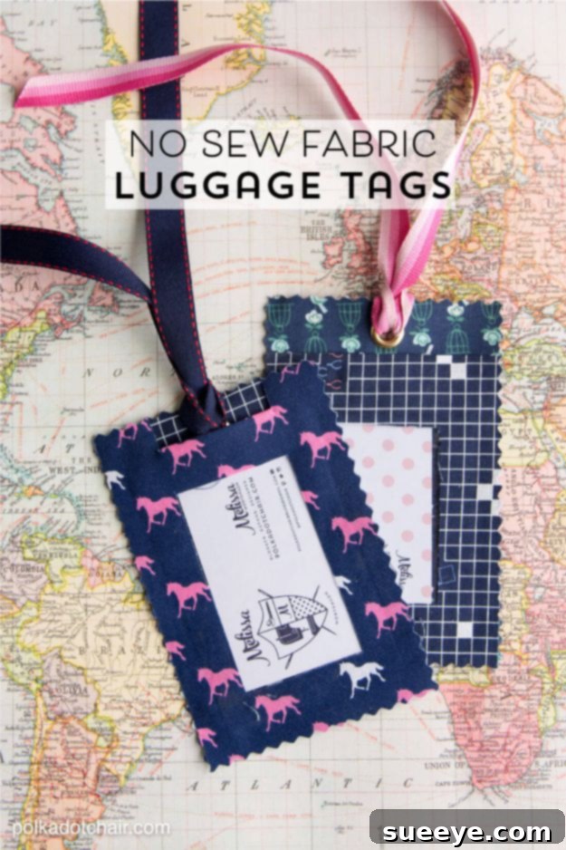Effortless No-Sew Gifts: 42 DIY Creations 14 No Sew Gift Ideas - Quick Last Minute Holiday Gifts for Her - No Sew Fabric Luggage Tags