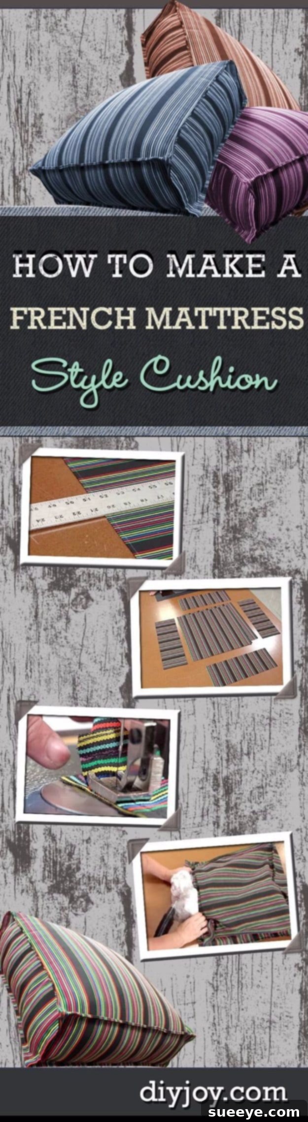 Sewing Projects for The Home - French Mattress Style Cushion - Free DIY Sewing Patterns, Easy Ideas and Tutorials for Curtains, Upholstery, Napkins, Pillows and Decor #homedecor #diy #sewing French Mattress Style Outdoor Cushion Sewing Tutorial