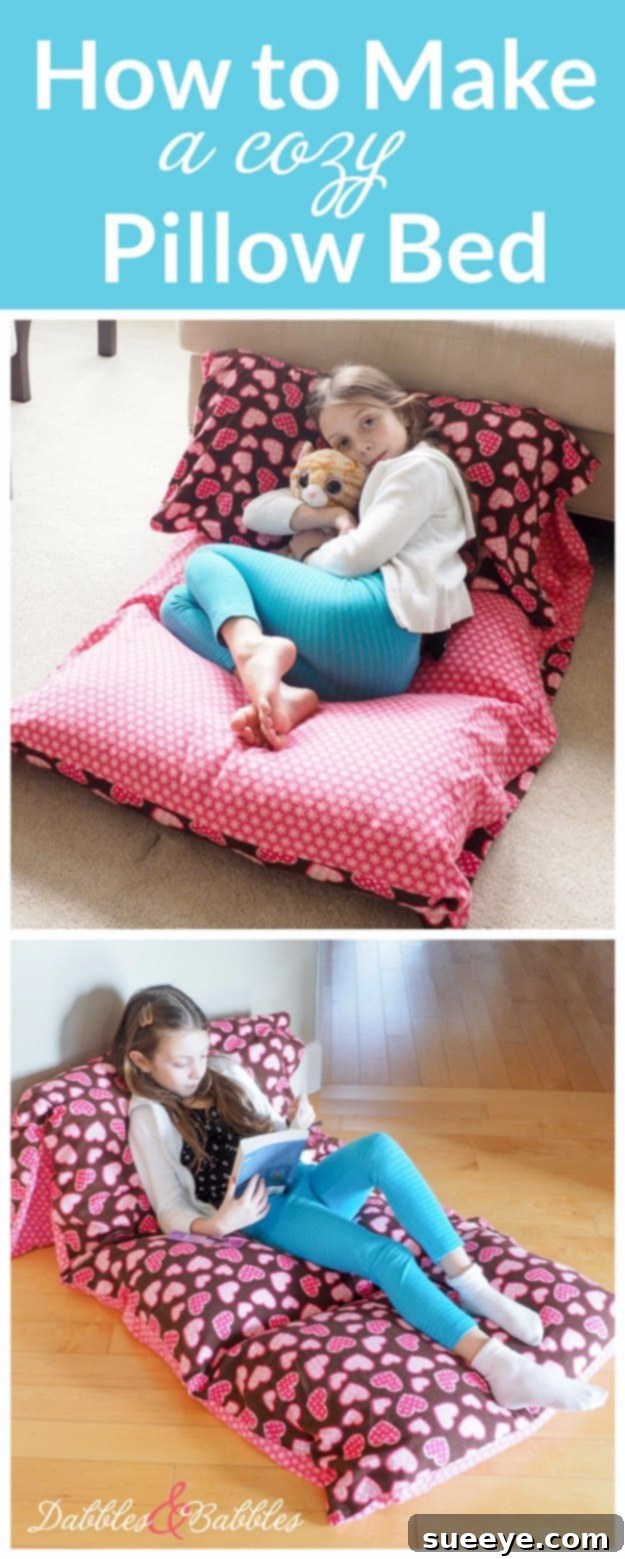 Sewing Projects for The Home - Cozy Pillow Bed - Free DIY Sewing Patterns, Easy Ideas and Tutorials for Curtains, Upholstery, Napkins, Pillows and Decor #homedecor #diy #sewing Cozy Pillow Bed Sewing Project - Perfect for Kids & Lounging