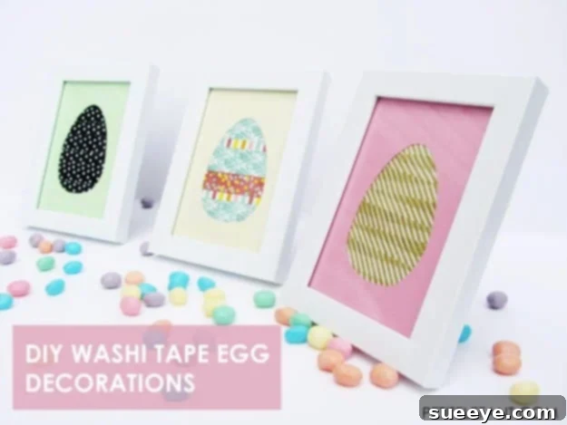 48 Creative DIY Easter Decor Projects 20 Easter eggs creatively decorated with various patterns of washi tape.