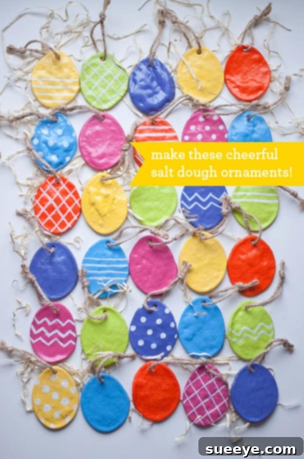 48 Creative DIY Easter Decor Projects 28 Colorful salt dough Easter egg ornaments, perfect for hanging or gifting.