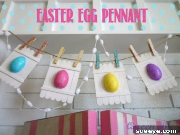 48 Creative DIY Easter Decor Projects 29 A cheerful pennant garland featuring colorful Easter egg designs.
