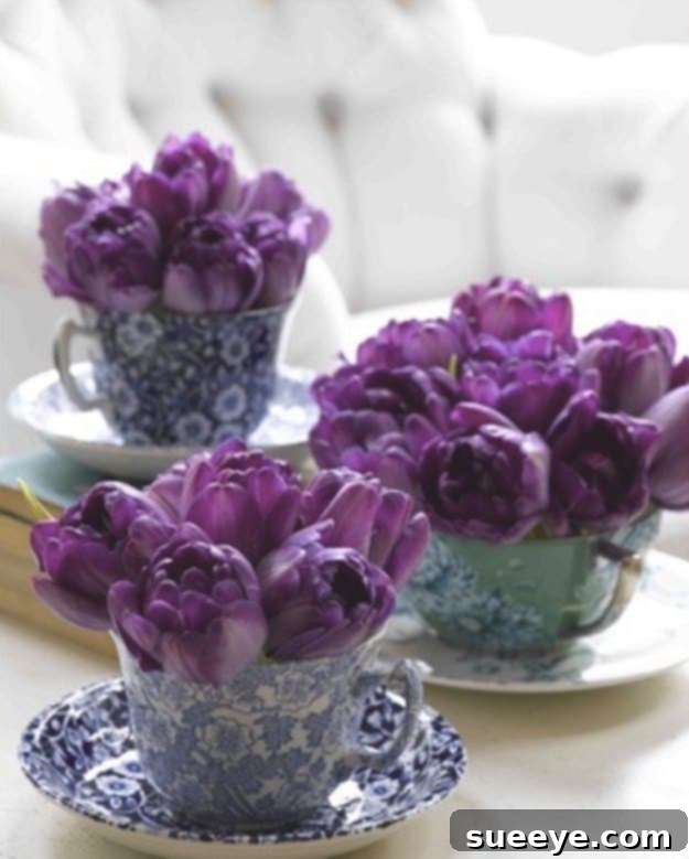 48 Creative DIY Easter Decor Projects 32 Small pots of purple Easter violets, adding a fresh and natural touch to holiday decor.